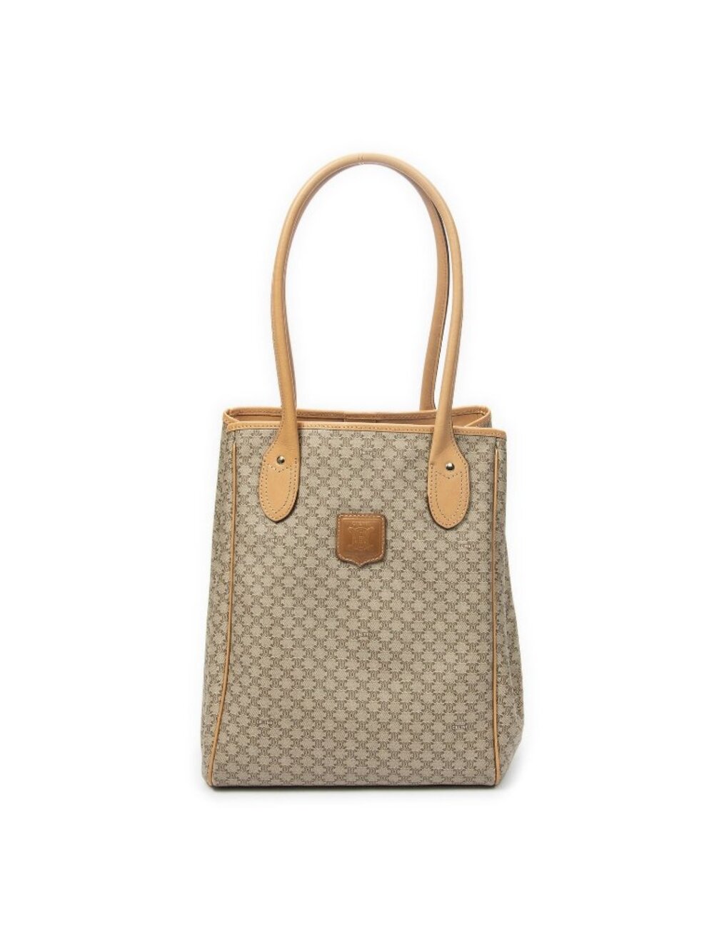 Celine Vertical Shopping Tote Bag Beige Brown Macadam Canvas